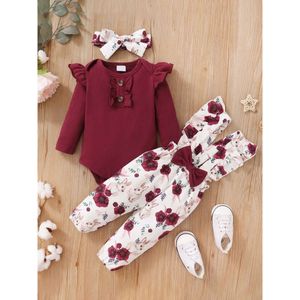 Winter Newborn Infant 0-12M Girls Cotton Long Sleeves Headband Rabbit Print Pants Fashion Baby Clothing L2405