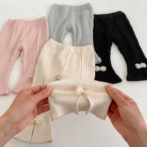 Trousers Spring 2023 New Baby Girl Legs Cute Girl Princess Bow Boots Baby Girl Trauss Childrens Casual Pants Clothing d240517