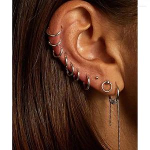 Brincos de argola 6pcs/lote mulheres/homem aço inoxidável conto pequeno breol da moda cartilagem tragus piercing simples fivela de círculo fino