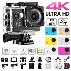 Спортивные видеокамеры оригинал Ultrahigh Definition 4K Action Camera 1080p30fps Wi -Fi 20 -дюймовый экран 170D водонепроницаемый подводный шлем go record j0518