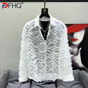 PFHQ Sexless Fashion Mens Clothing Elegant Tassel Loose Long Sleeve Shirts Thin Trendy Hollow Jackets Tops Original Design 240517