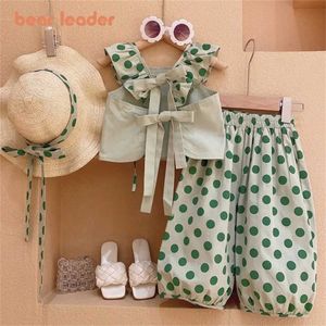 Set di abbigliamento orso leader ragazze set senza maniche estate 2023 nuove ragazze estive edizione coreana edizione carina polka dot girls a due pezzi set wx