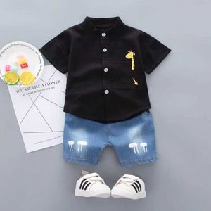 Set di abbigliamento Nuovi estate a vendere bambini in età prescolare per bambini camicia da cartone animato cortometraggi in denim set di abbigliamento per bambini wx