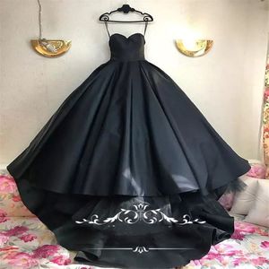 Gothic Black Design Ball Gown Wedding Dresses 2018 Plus Size Sweetheart Matt Satin Tulle Arabic Dubai Country Bridal Gowns Vestido De N 253A