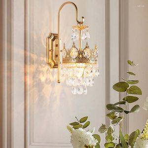Lâmpada de parede Decoração de casa LED Painels nórdicos para sala de estar Luxo de luxo de quarto de ouro da escada de cristal de ouro