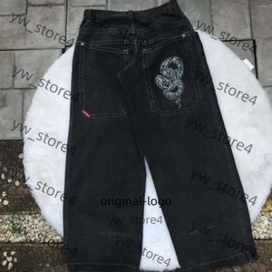 JNCO Jeans Trend Designer Męskie dżinsy streetwear Jnco Y2K Hip Hop Cartoon Graphic Print Vintage Buggy Black Pants Mężczyźni kobiety wysokie talia szerokie spodnie nogi F1d3