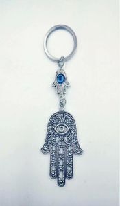 Fashion Jewellery Angel Wings Evil Eye Hamsa Fatima hand Charm DIY KeychainSilver Tone Key Chain Keyring Fashion Pendant Jewelry 2468490