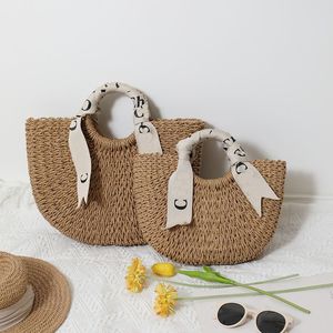 Straw Designer Torba torba plażowa projektant Tote Woody Summer Travel Black Letters Retro Brąz Brown Tourse Sac Femme Torka dla kobiety moda akcesoria XB168 C4