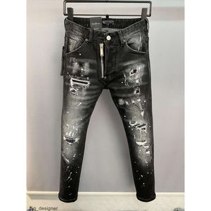 Män coolguy jeans klassisk mode svart hip hop rock moto mens casual design rippade nödställd mager denim cyklist dsquares dsqureditys 2 dsquards mdl7