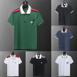 Мужские рубашки Polo дизайнер поло в черных рубашках Man Fashion Luxury White Emelcodery Snake Little Bees Печата