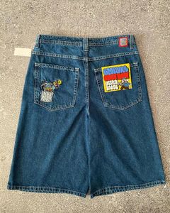 Frauen Jeans Cartoon Grafik Stickerei Baggy hohe Taille Weitbein Hose Hip Hop Harajuku Big Boy Streetwear Y2K