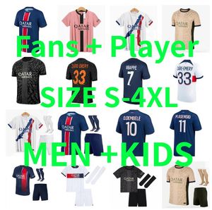 Versão do jogador Paris Mbappe Soccer Jerseys 23 24 25 Hakimi Kolo Muani O.Dembele Asensio Lee Kang em G. Ramos Maillots Camisa de futebol 2024 2025 Kimpembe Men Kit Kit