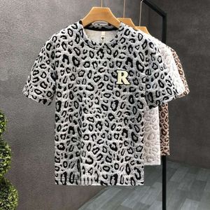 Men's Clothing Leopard Short T-shirt Trendy Brand Top Summer New Half Sleeves men tshirts fashions