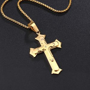 14K Gold God Jesus Cross Hip Hop Pendant Collar Chains Necklace for Men Women Boyfriends Gift Jewelry