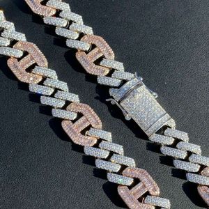 Hip Hop Solid Sier Rose Gold męs Figarucci Link Prong Cuban Chain