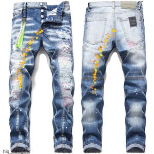 Mens Jeans Stree Uare Luxury Designer Denim Men broderi byxor mode hål byxor kläder 1047-1# storlek 28-42 dsquares dsqureditys 2 dsquards p9ek