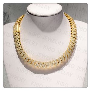 Popular Iced out Rapper Hiphop Chian 14mm Gold Plated Sier Moissanite Cuban link Men Chain