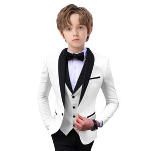 Garnitury Stylish Slim Fit Boys Zestaw 3 sztuki Tuxedo na formalną okazję kamizelka blezer i spodnie dla dzieci strój na wesel
