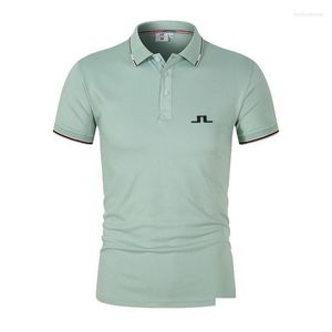 Mens Polos Summer S Moda Brand Men Golf Camisetas de manga curta Camisa respirável Tops Business Casual Drop Drop Deliver