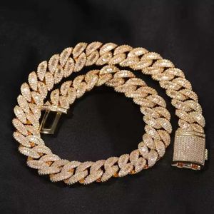KIBO S Sier Mens Hip Hop Jewelry Iced Out Baguette Cut Moissanite Link Cuban Necklace