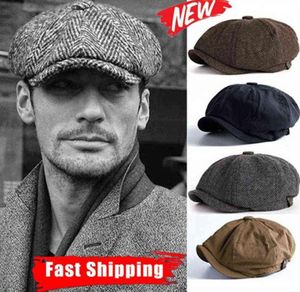 Beretti da uomo retrò cinglieri di lana di lana di lana tweed boy boy hat ottagonal hat tweed blend flat hat hat hat per uomini j226243987