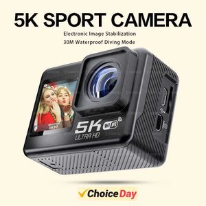 Spor Aksiyon Video Kameralar Cerastlar WiFi Şok-Absorbing Action Camera 4K 60 FPS Çift Ekran 170 Geniş Açılı 30m Su Geçirmez Hareket Kamerası J240514