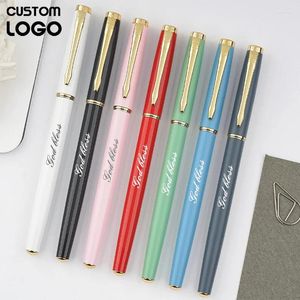 Multi Color High-End Business Gel Pen Personlig anpassad logotyp Carving Namn School Supplies Teacher Gifts Metal Signature Pennor