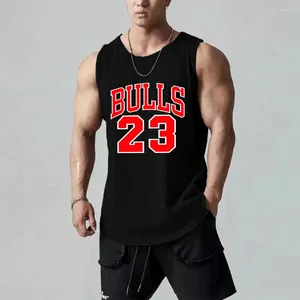 Men's Tank Tops Printed Fiess Basketball Vest Sleeveless Breathable Clothing Gym Outdoor O Neck Quick-drying Top Summer T-shirt for Men