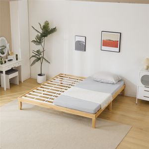 ZK20 Basic bed frame solid wood color King 206*192*30.5cm wooden bed No mattress.