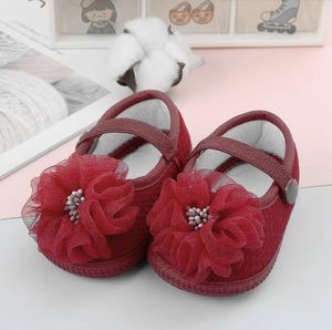 Baby Girls Sapatos fofos Sapatos de flor de sola suave Sapatos Flats Sapatos First Walkers Non Slip Summer Flower Princess Sapatos