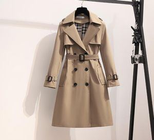 Women039s Leather Faux Leather New Spring England Style Women Windbreaker Loose Medium and Long Elegant Belt Coat Female Casu7973292