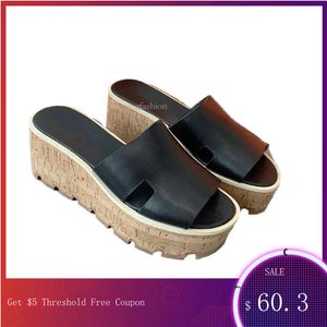 Top 10A Hot Designer Slippers Fashion Thick Bottom Sandals Letter Embroidery Slides Lady Platform Wedges Sandal Beach High Heel Party With B