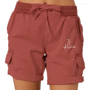 Women's Shorts Summer Woman Casual Elastic Waist Cotton Beach Cargo Pocket Short Office Lady Loose Harajuku Pants