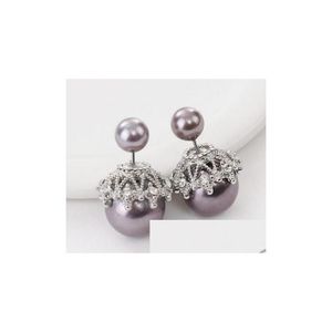 Dingle ljuskrona stil söt dubbelsidig pärla joker set diamantörhängen enkelt temperament utsökta tillbehör mode klassi dhfia