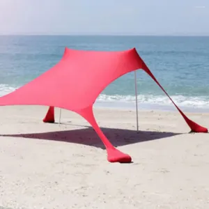 Палатки и укрытия устойчивые к ржавчатке Портативный пляжный палаток для солнечного укрытия с анти-ветром веревки УФ-защита для отдыха на открытом воздухе легко