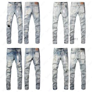 Designer jeans för män lila jeans high street byxa Europe och USA modevatten fit hål hip-hop smala jean byxor tbux