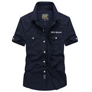 Men Military Stytle Multi Pockets Tooling Shirts Summer Short Sleeve Shirts High Quality Men Cotton Casual Shirts Size 5XL 240508