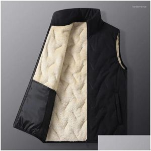 Mens Vests Winter Warm Coats Men Thickened Stand Collar Down Vest Oversized Jackets Puffer Sleeveless Zipper Coat Jacket Drop Delive Dhhf9