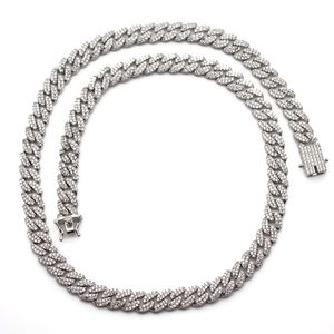 Factory Sale Mossanite Necklace Miami 2 Rows Sterling Sier 6mm Moissanite Cuban Link Chain