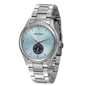 Relógios de pulso Berny Mens Quartz Assista Miyota Movimento 5Atm Relógio à prova d'água Aço inoxidável simples e elegante quartzo masculino Watchl2304