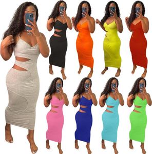 Women Daily Dresses Solid Summer Maxi Dress Spaghetti Strap Sundress Bodycon Long Skirts Sexy Party Skirt Tight Clubwear Plus size8794954