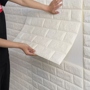 35mx35 cm sovrum vattentätt självhäftande 3D-paneler skum tegel mönster väggdekoration för hem DIY PVC-klistermärken