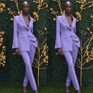 Fashion Spring Winter Purple Mother of the Bride Pants Suits Women Business Formal Work Wear 2 Piece Sets Office Uniform 256W