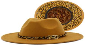 Leopard Panama Hat Women Men Fedora Felt hattar Kvinna Fedoras Man Wide Brim Cap Women039S Fashion Autumn Winter Caps Party Christ3561066