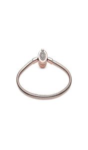 Bracciale a catena in argento sterling originale Sterling Bracciale Shining Rose Golden Crown O Fit Clips perline Femmel Jewelry 2204094512798