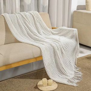 毛布編まれた毛布のフリンジタッセルプレーンカラー居心地の良い怠zyな家の装飾