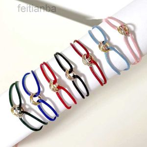 Gioielli designer tre cerchi fascino braccialetti coppia bracciale in acciaio inossidabile corda a mano triciclica nera rosa blu rosa molti colori