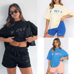 Plus Size Womens 2 Two Piece Pants S-XXL Summer New Fashionable And Sporty Short Sleeved Pullover Shorts Set Colors High Quality Full Letter