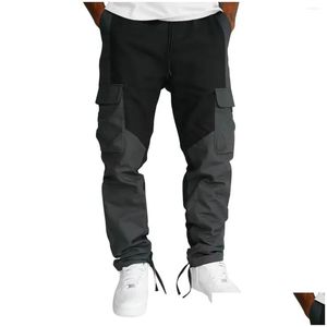 Mens Pants Kitchen Work For Men Casual Overalls Hiking Workout Jogging Sweatpants Workwear Three Bag Drop Delivery Apparel Clothing Dhqyk