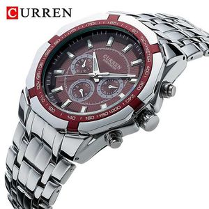 Нарученные часы Curren Mens Luxury Brand военные спортивные мужские мужские часы All Steel Quartz Watch Mens Водонепроницаемые деловые часы Reggio Masculinol2304